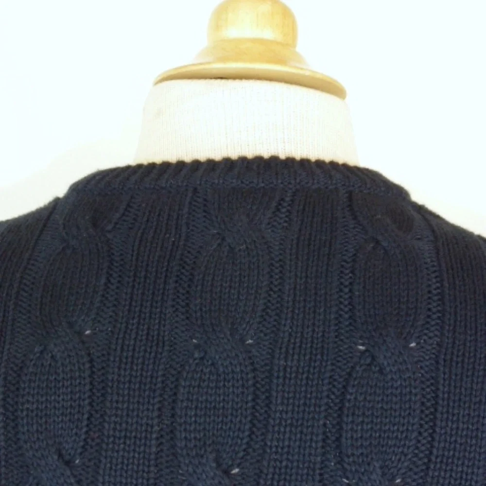 Blumarine  Oumo Italy navy blue cotton cable crew neck sweater XL